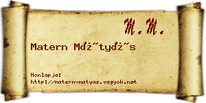 Matern Mátyás névjegykártya